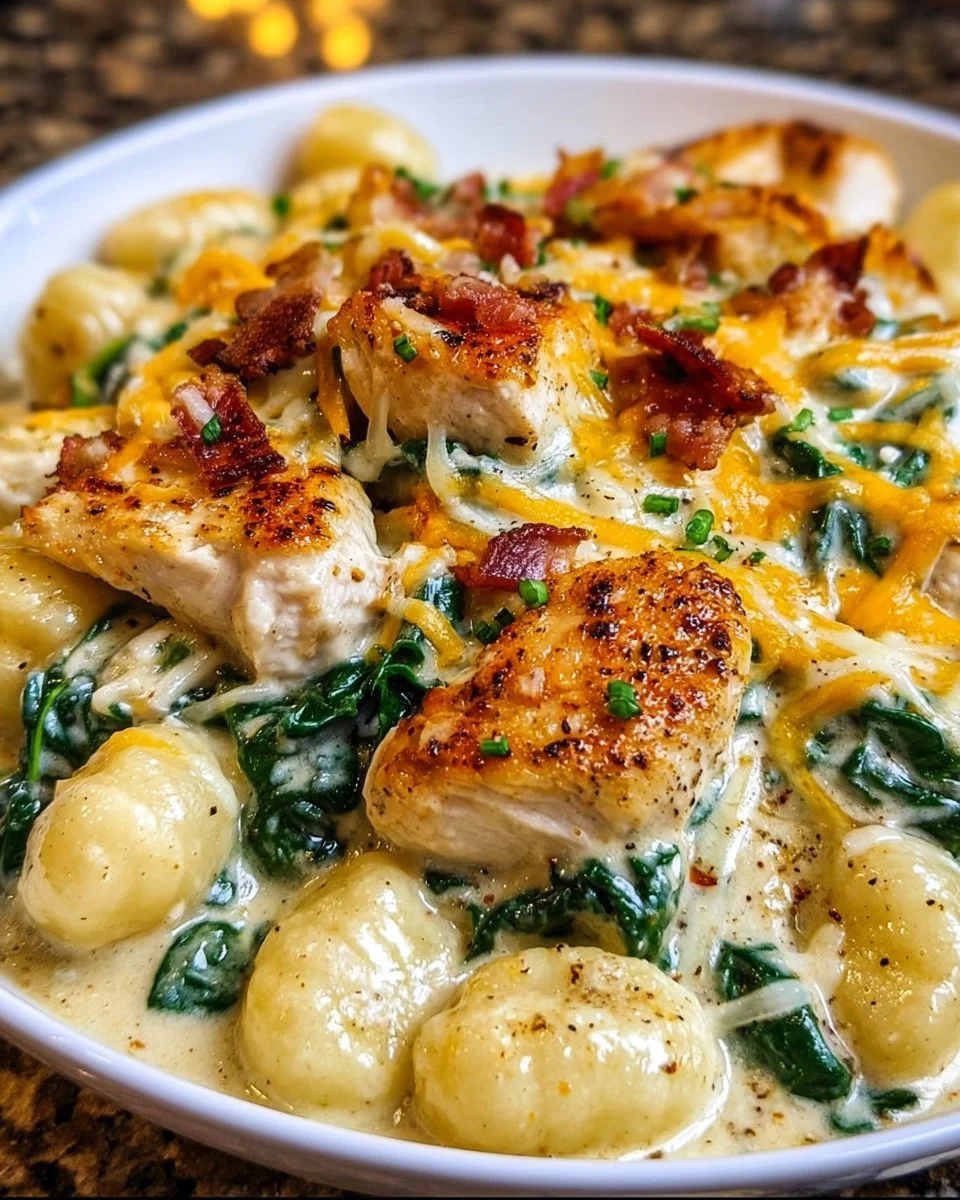 Creamy Crack Chicken Gnocchi served in a bowl with herbs and spices