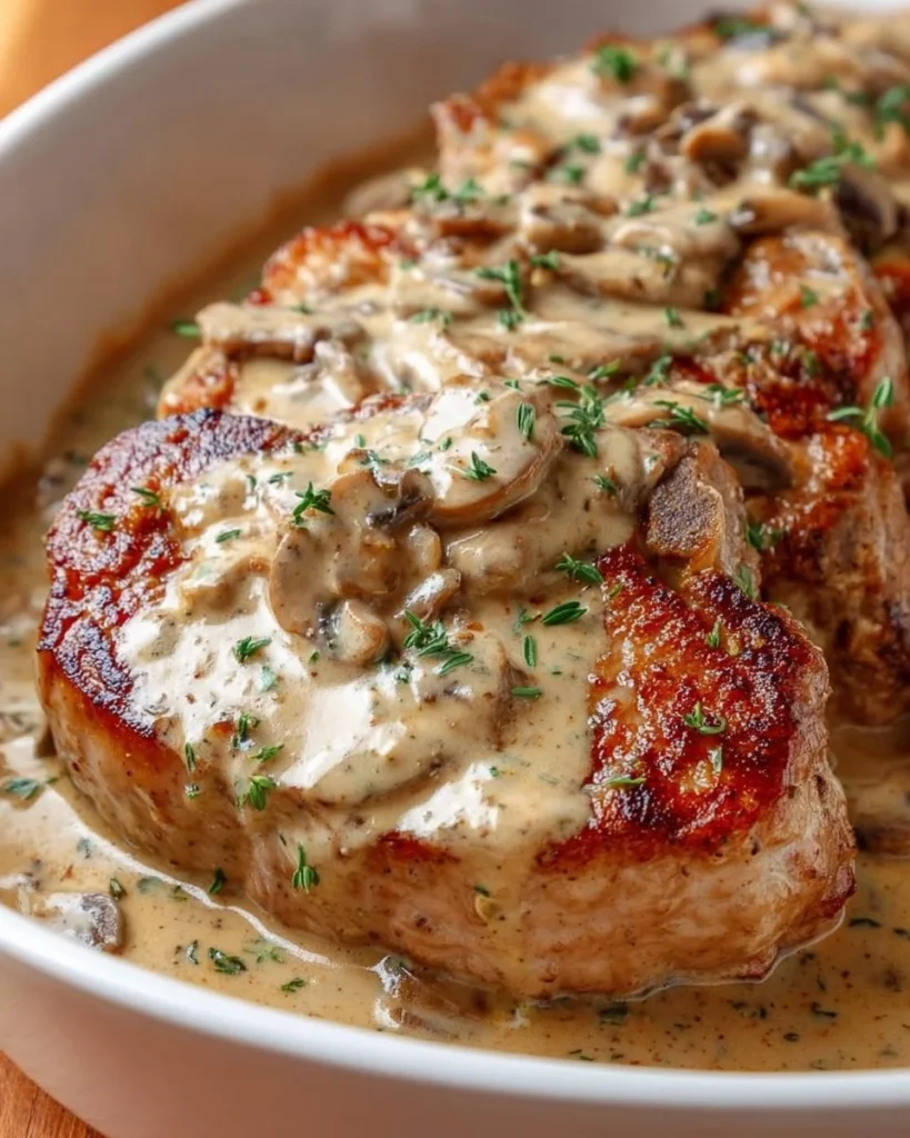 Deliciously cooked pork chop supreme served with vegetables.