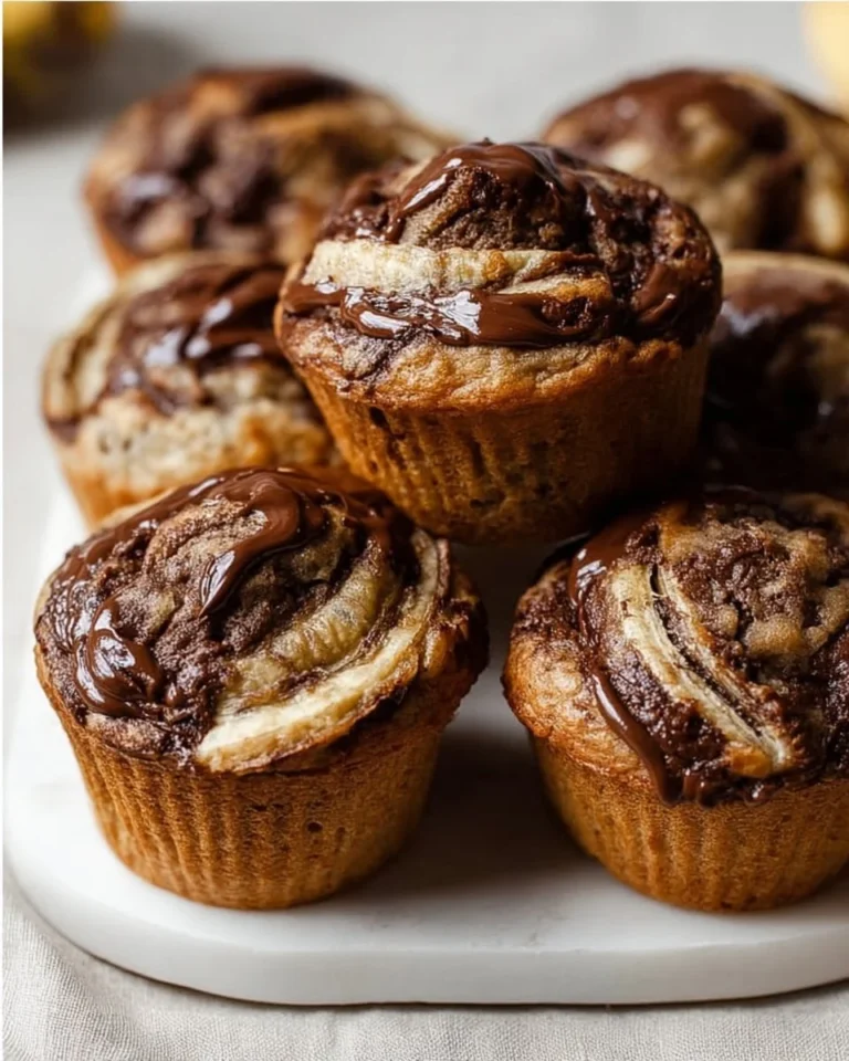 Delicious Nutella swirled banana muffins on a cooling rack