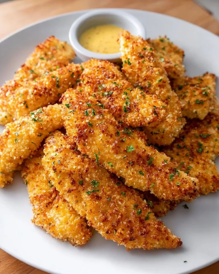 Juicy baked chicken tenders served with a side of dipping sauce
