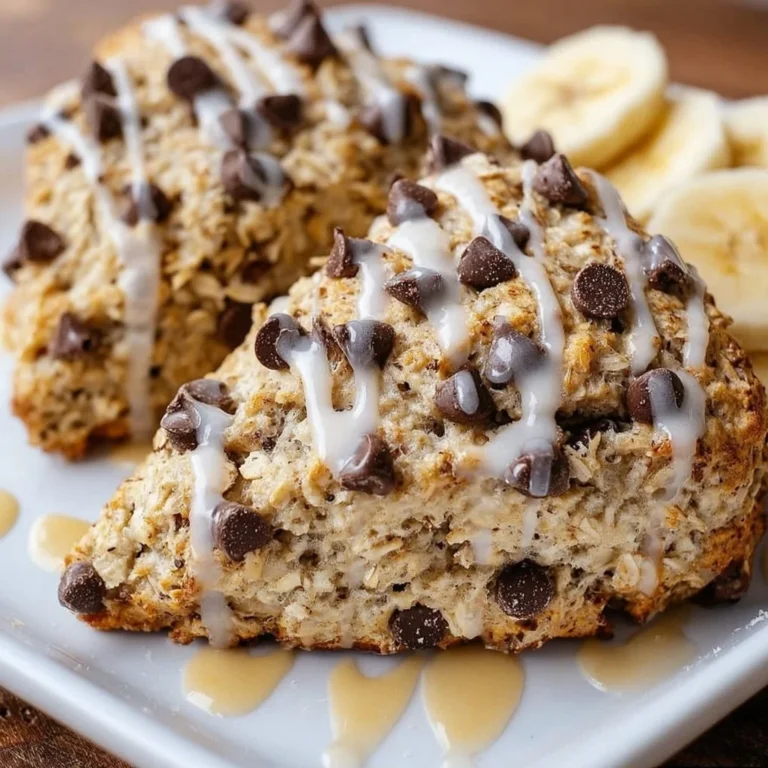 Delicious banana oatmeal chocolate chip scones on a plate