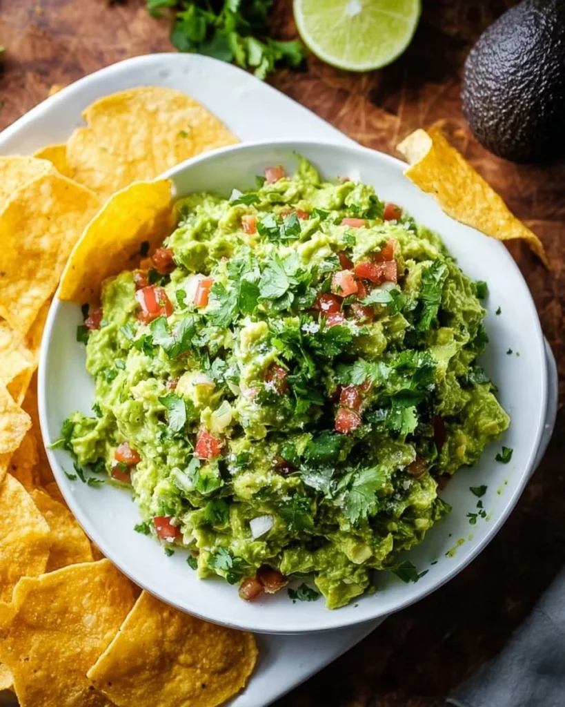 Delicious bowl of fresh guacamole made with ripe avocados and spices