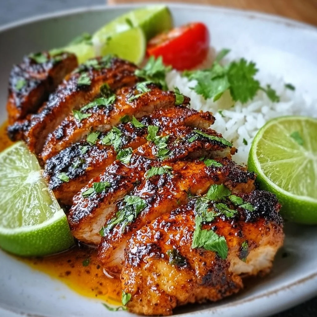 Delicious Cajun Lime Chicken on a plate garnished with lime