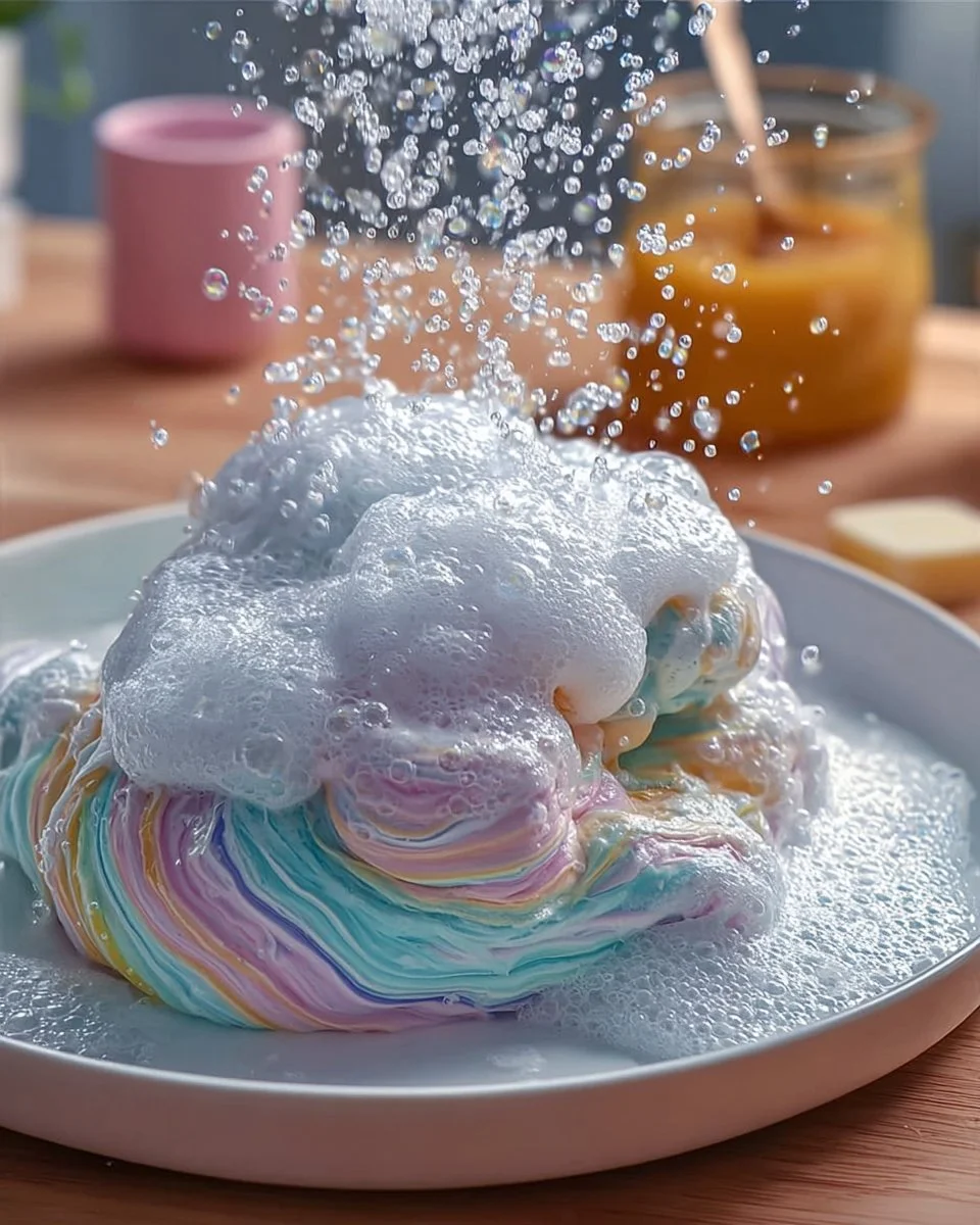 Kids playing with stretchy DIY bubble dough made from cornstarch and dish soap.