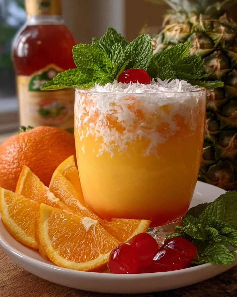 Refreshing Easter Punch with creamy and fruity ingredients served in a festive glass
