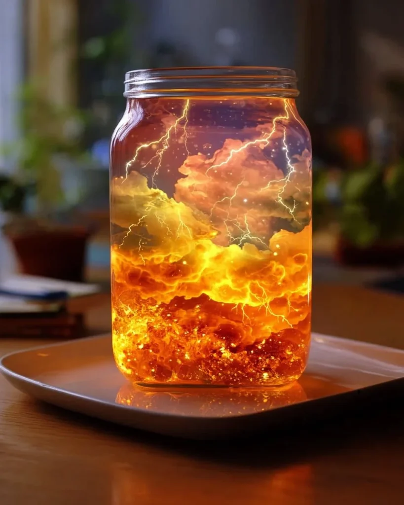 Experiment showing lightning in a jar demonstration