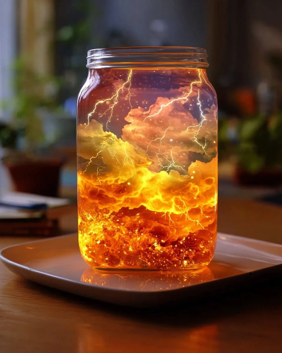 Experiment showing lightning in a jar demonstration