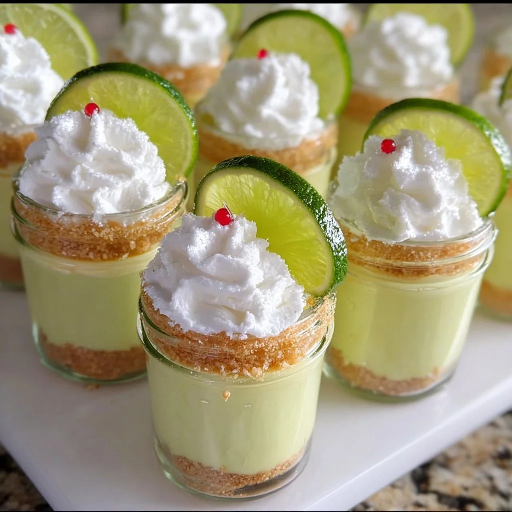 Delicious Margarita Pie in jars, a refreshing dessert for summer gatherings.