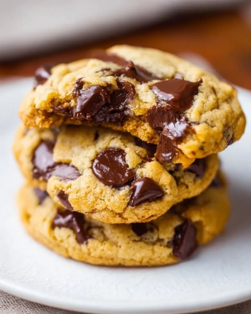 Freshly baked chocolate chip cookies on a cooling rack