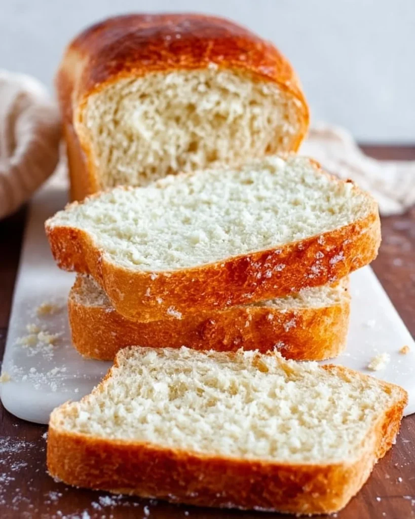 Loaf of easy white sandwich bread fresh out of the oven