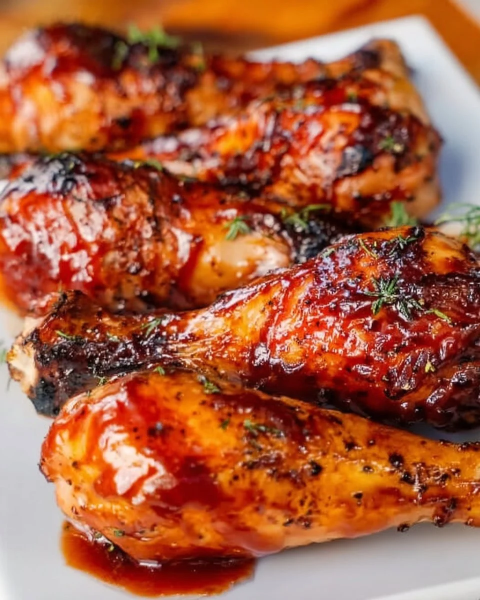 Grilled BBQ drumsticks on a platter, ready to serve at a summer barbecue.