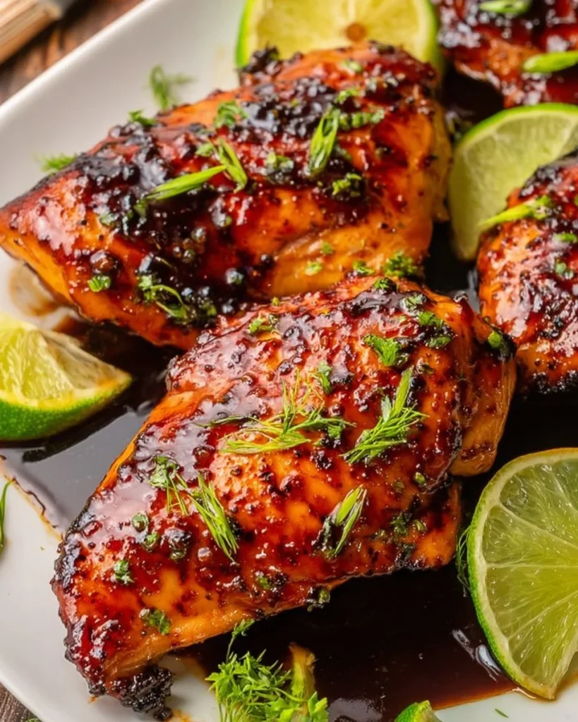 Delicious Honey Lime Chicken garnished with fresh herbs