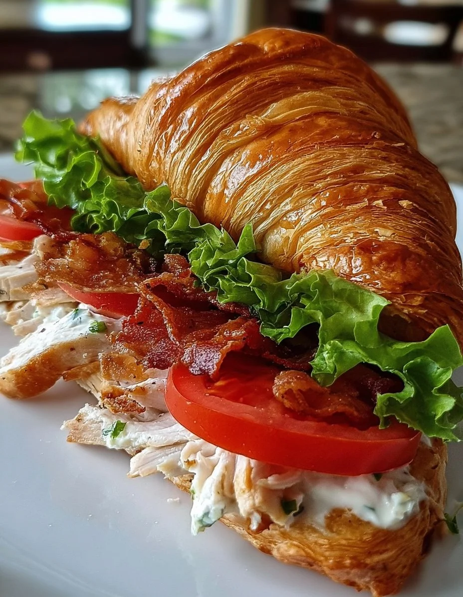 Delicious Bacon Chicken Croissant with crispy bacon and tender chicken