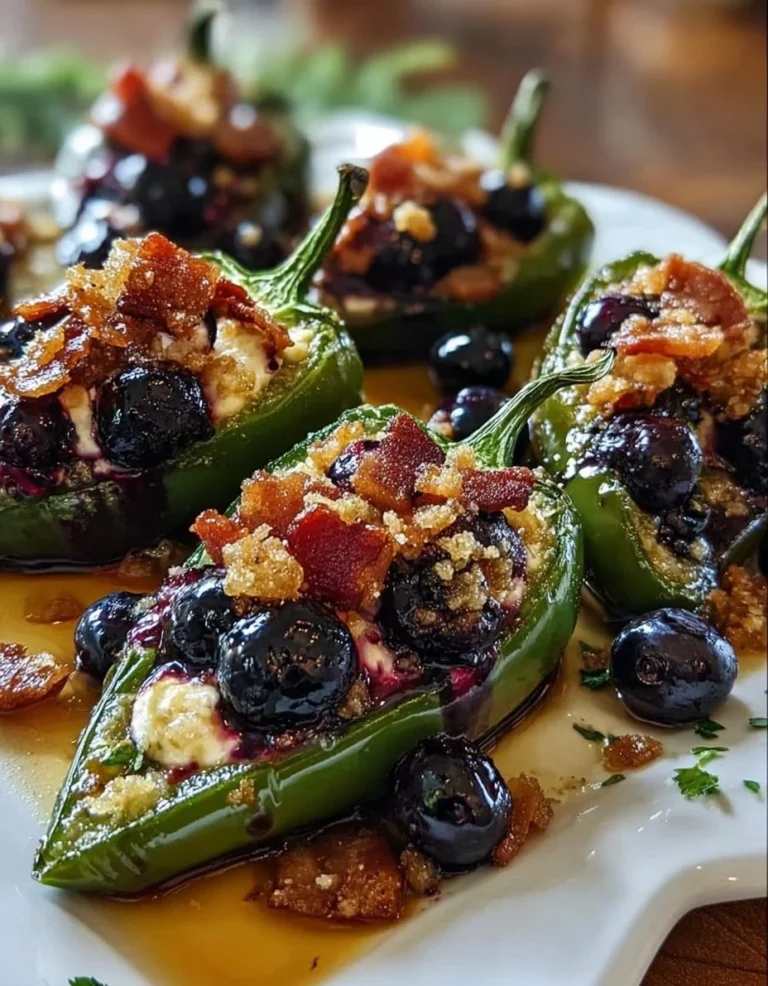 Blueberry Brie Jalapeño Poppers served on a platter