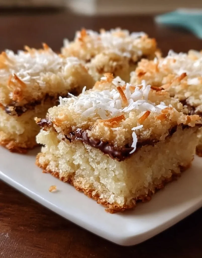 Deliciously easy Coconut Dream Bars with a chewy coconut topping