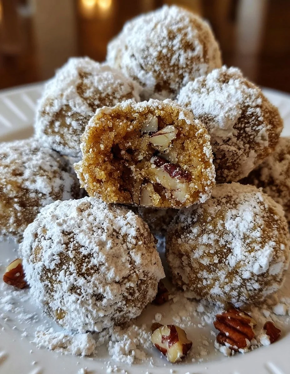 Delicious Grandma's pecan pie balls with a rich, nutty flavor and sweet glaze.