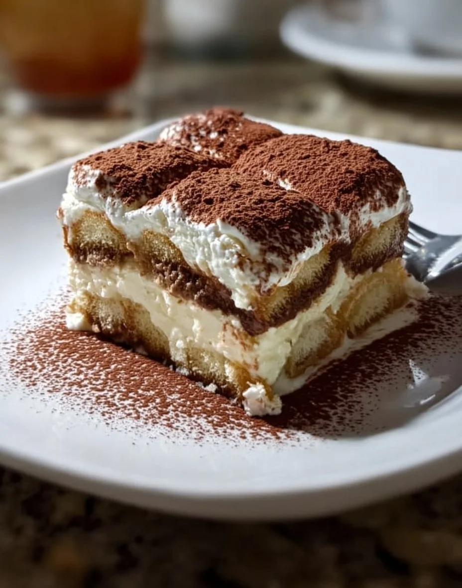 Indulgent Italian Tiramisu dessert layered with coffee and mascarpone cream