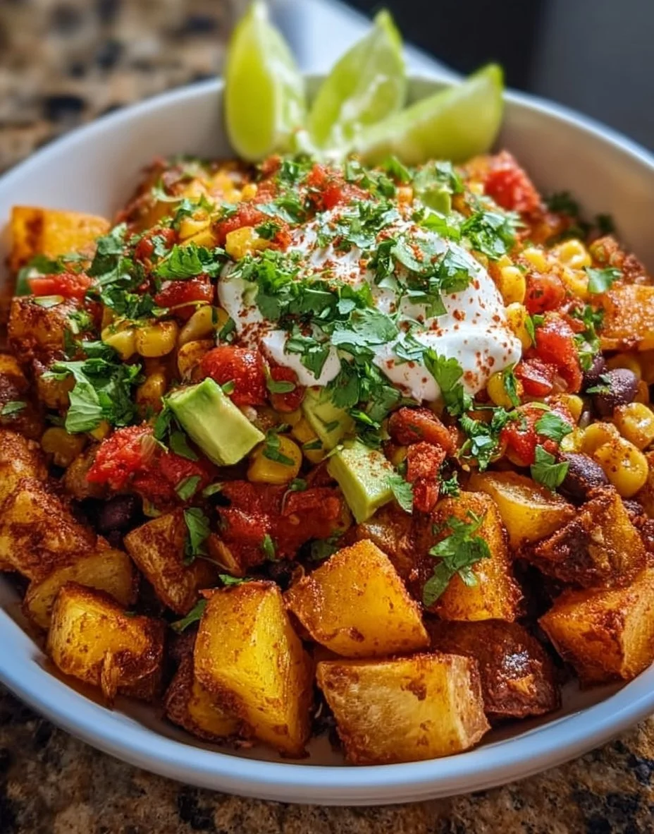 Delicious Potato Taco Bowl prepared for meal prep with fresh ingredients.