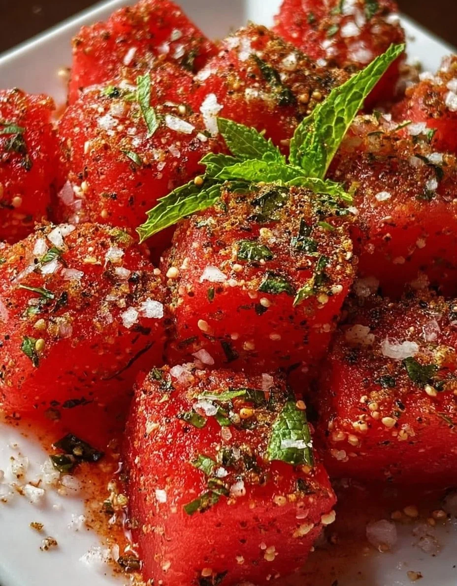 Sweet Heat Watermelon Crunch Bites snack with sweet and spicy flavors