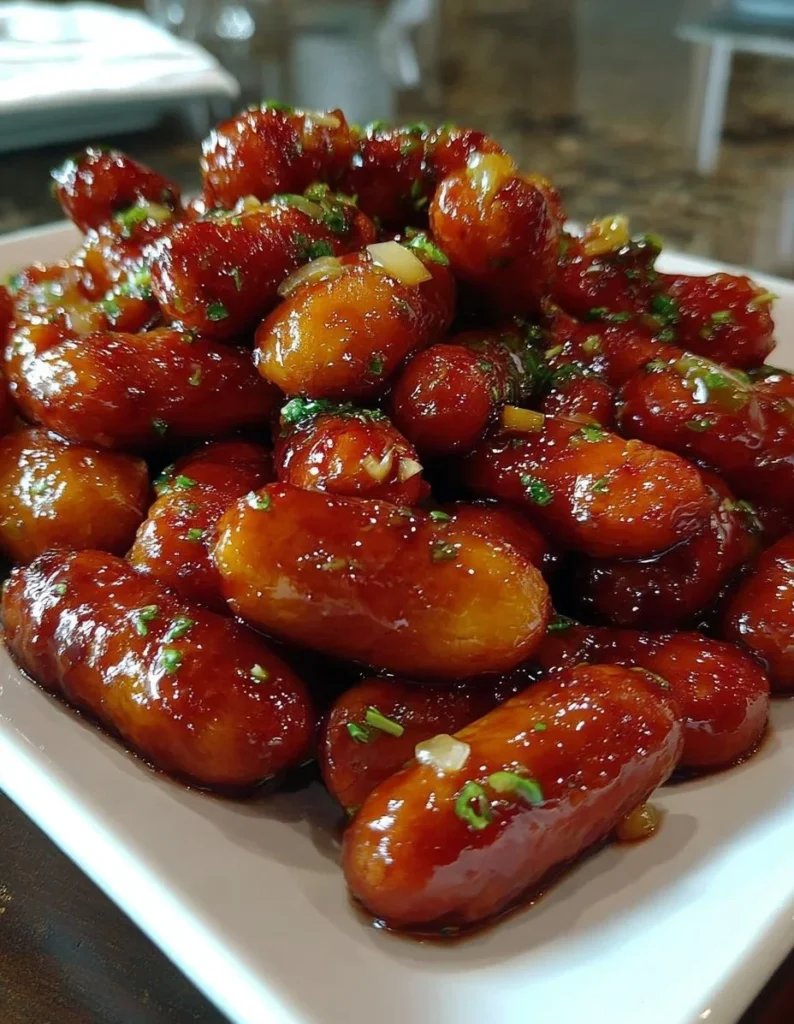 Sweet and spicy Pineapple Jalapeño Lil Smokies appetizer dish