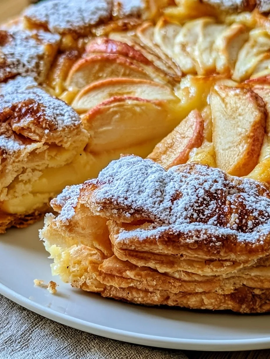Gâteau feuilleté aux pommes et crème pâtissière