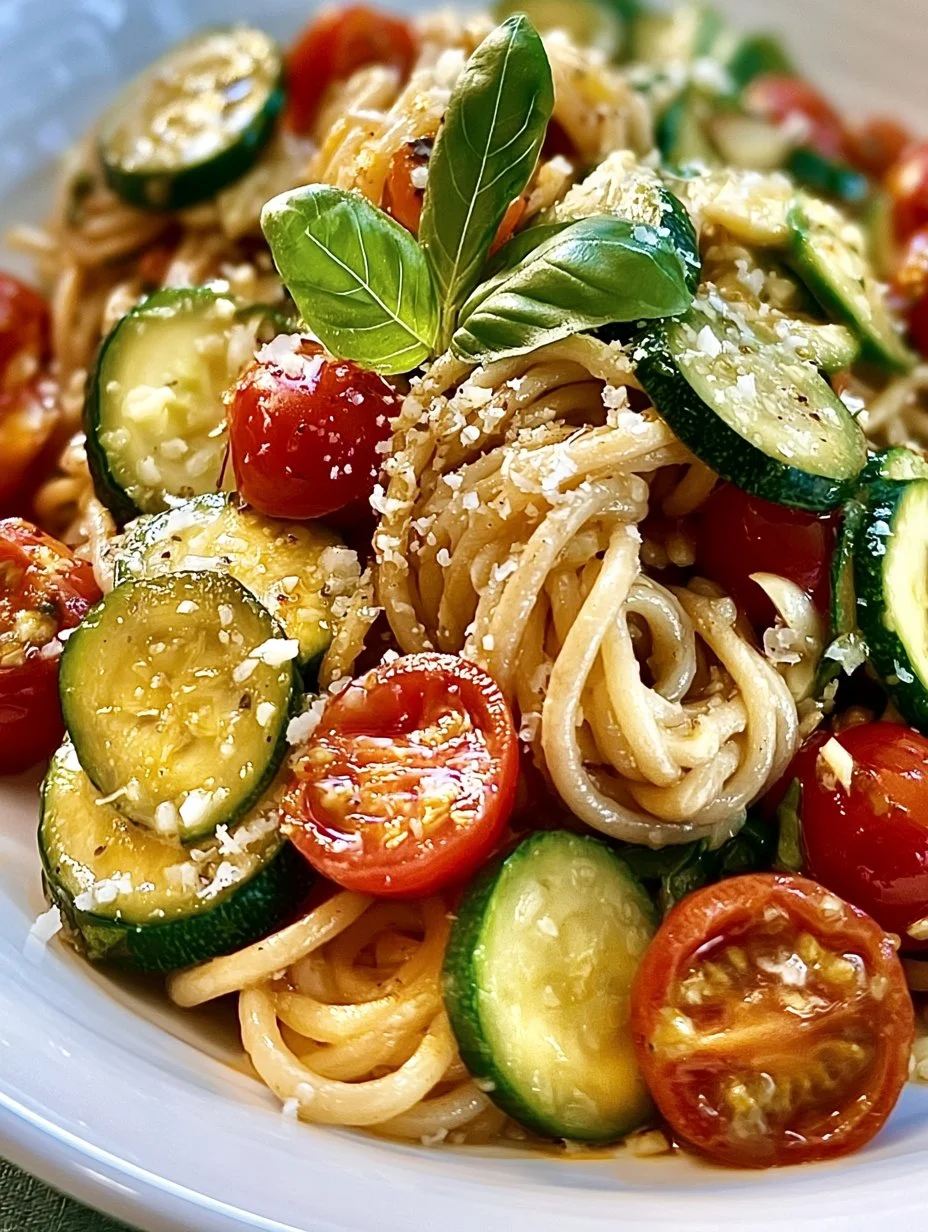 Pâtes aux courgettes et tomates cerises