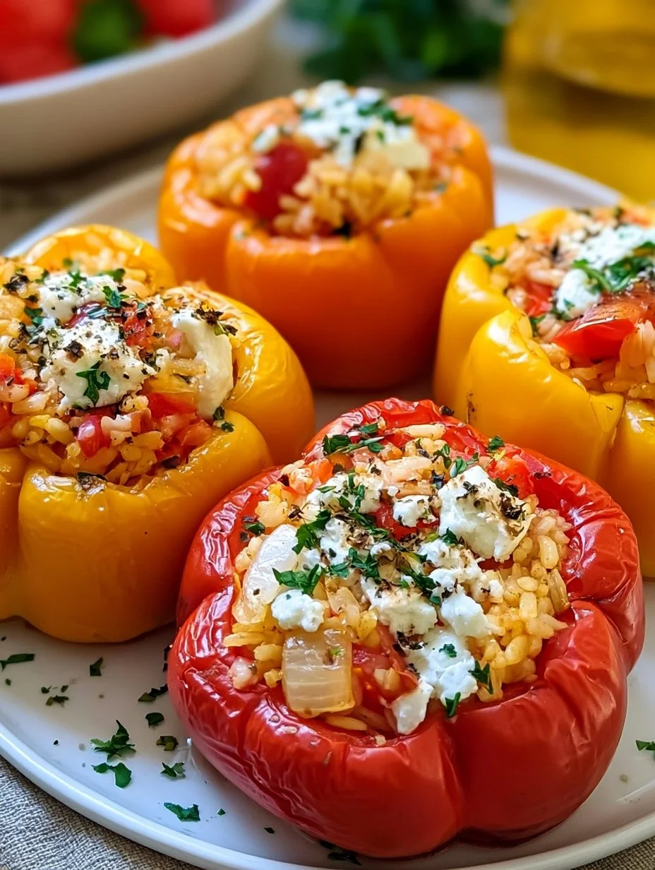 Poivrons farcis au riz et à la feta