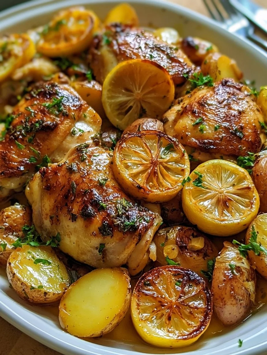 Poulet citron grec avec pommes de terre nouvelles