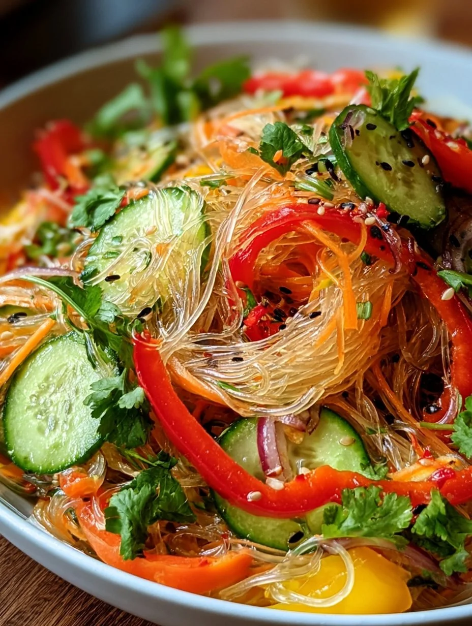 Salade de nouilles de verre colorée