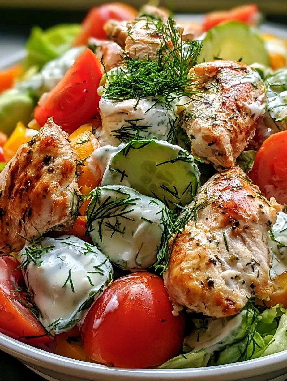 Salade de poulet tzatziki méditerranéenne